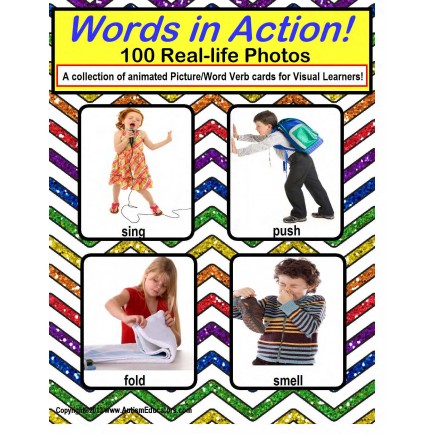 Autism - 100 Real Life Picture Word Verb Cards For Visual Learners